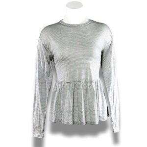 ASOS Striped Peplum Top Women’s Long Sleeve‎ Casual Layering Shirt Gray size 0